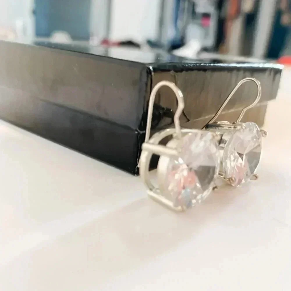 Big Bling Faux Diamond Earrings - Picture 3 of 12